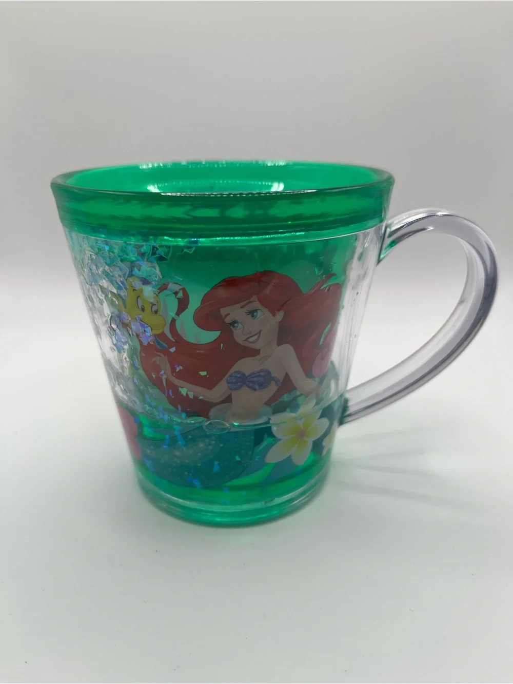 Vintage Disney Store Ariel Little Mermaid Glitter Shake Cup 6oz Plastic